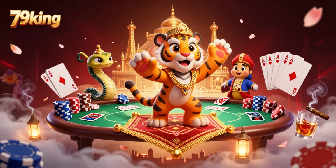 Experience thrilling bets at 79king's vibrant gaming scene with colorful poker elements and rich fantasy.