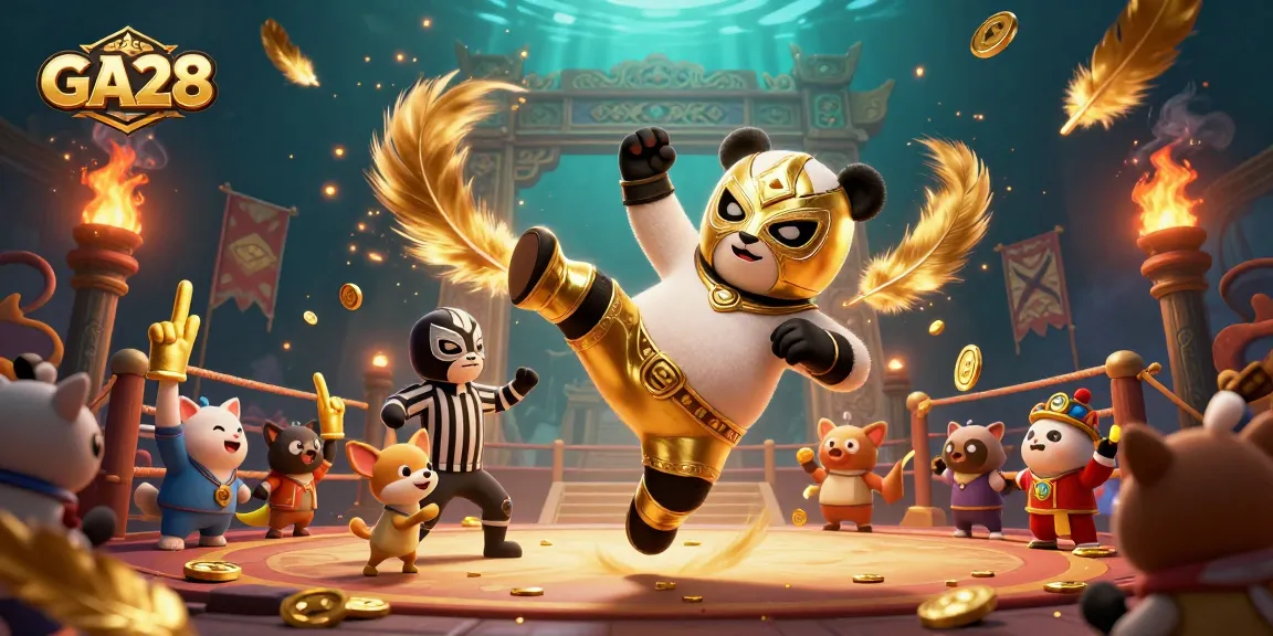 Celebrate wins at GA28 with a lively 3D casino scene featuring betting excitement and dynamic characters.