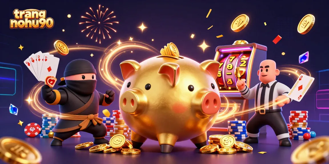 Experience thrilling action at trang nohu90 with a vibrant casino scene filled with golden coins and exciting games.