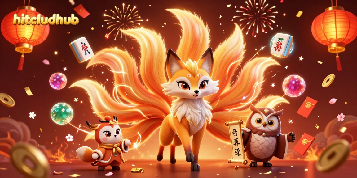 Experience the excitement of hitclubhub with a vibrant 3D casino scene featuring a glowing nine-tailed fox.