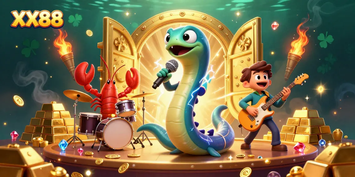 Experience the thrilling games at XX88 in an underwater casino with vibrant characters and golden rewards.