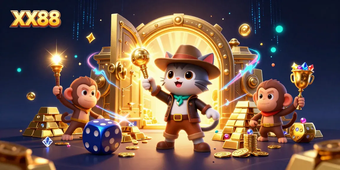 Engage in thrilling gameplay at XX88 with a cat archaeologist and exciting casino treasures.