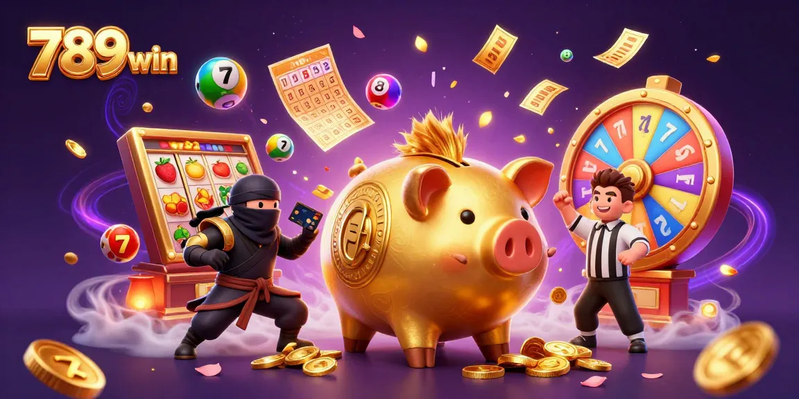 Experience thrilling wins with 789win in a colorful casino scene filled with vibrant slot reels and lucky symbols.