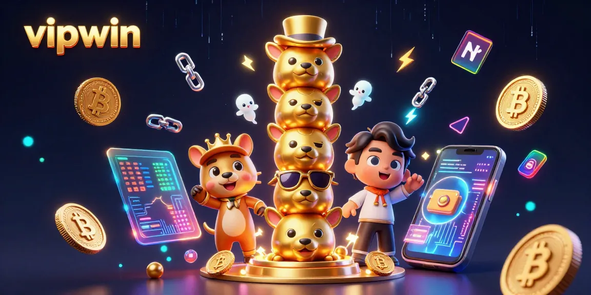 Engage with vipwin's thrilling online casino experience featuring vibrant, animated characters and digital game elements.