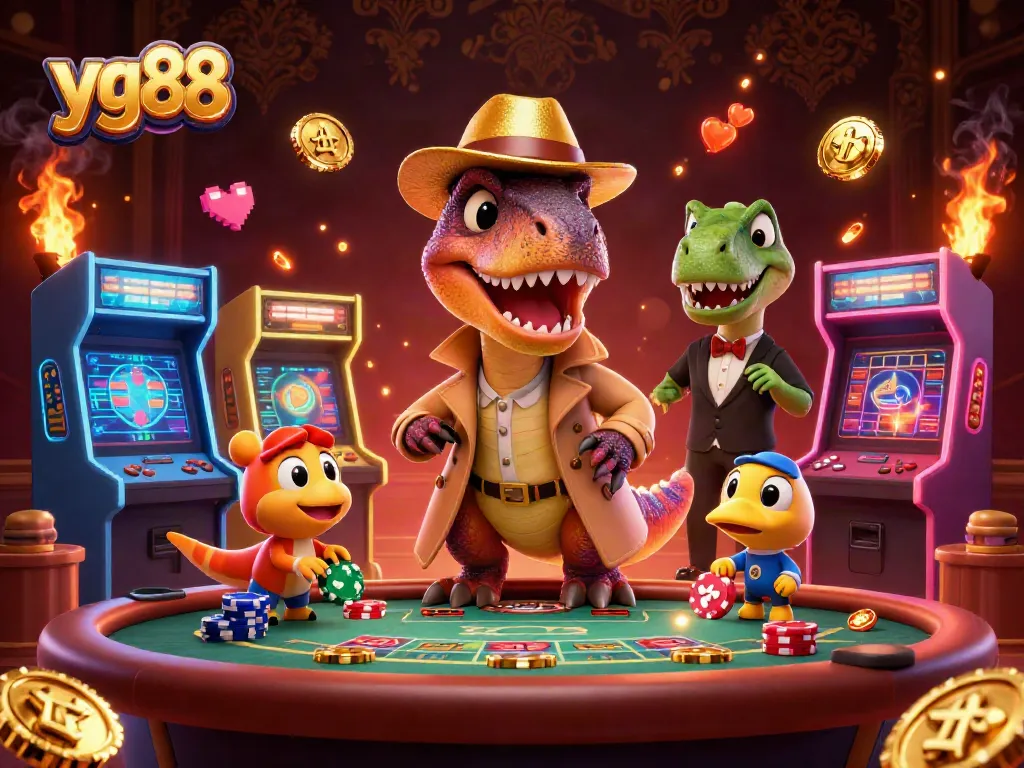 Experience thrilling gameplay at yg88 with vibrant characters and dynamic casino elements in a 3D illustration.