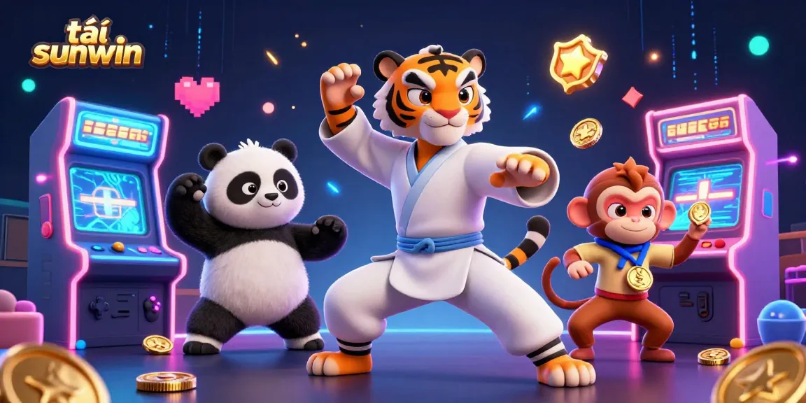 Spin and win on tải sunwin with colorful game elements and 3D cartoon characters in an exciting casino scene.