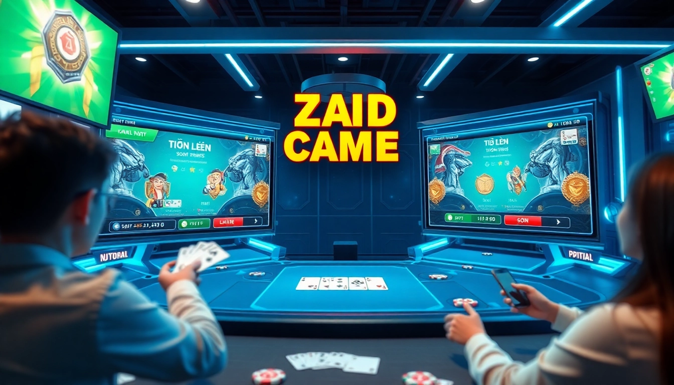 Exciting virtual gaming scene showcasing card games at gamebaidoithuong.com.vc, featuring vibrant graphics and friendly atmosphere.