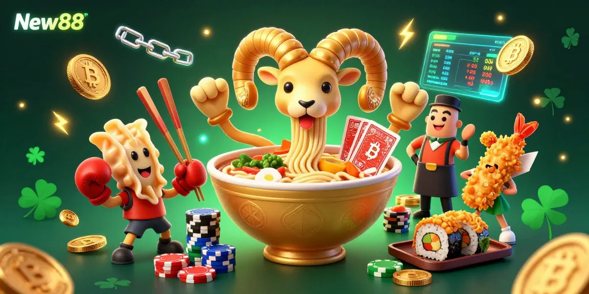 Join New88 players in a vibrant casino scene filled with colorful characters and exciting gaming elements.