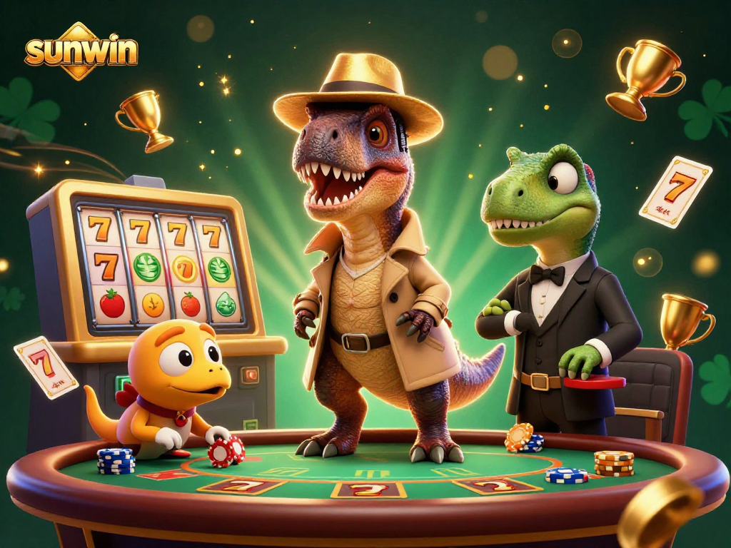 Experience fun with sunwin through a vibrant 3D illustration of gambling gameplay.