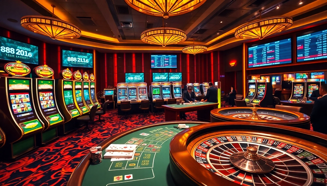 Experience the excitement of 888b with vibrant gambling elements from the casino floor.