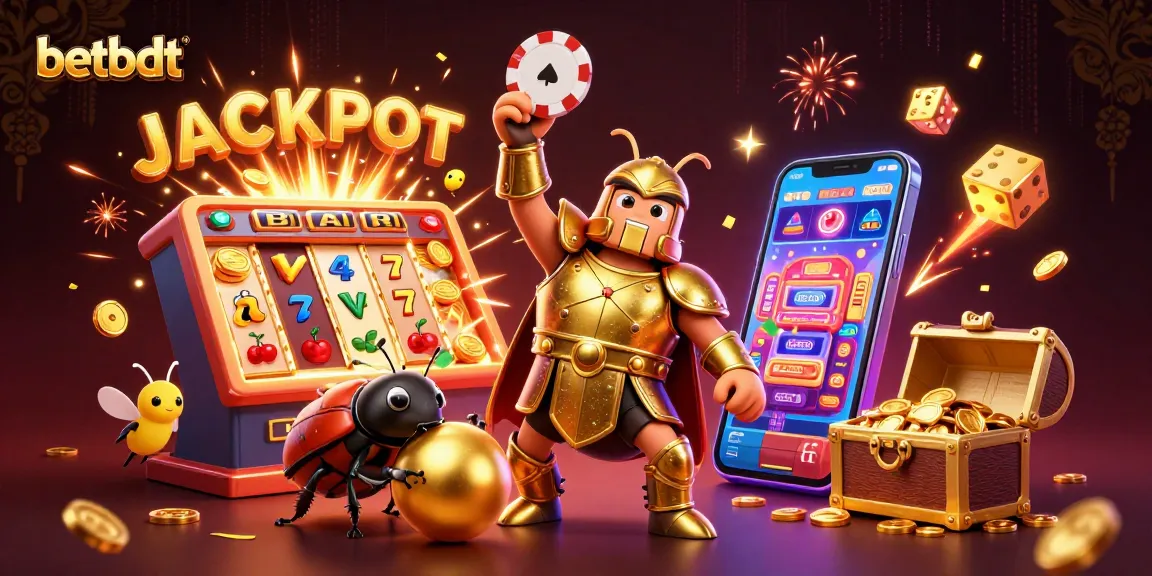 Experience the thrill of betbdt with a vibrant 3D casino scene featuring a golden-armored beetle champion.