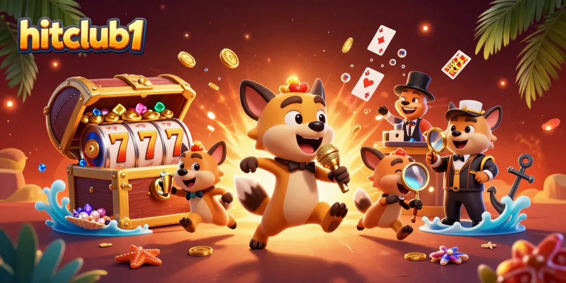 Hitclub1 showcases a lively casino scene featuring hyenas engaging in fun activities, perfect for gambling enthusiasts.