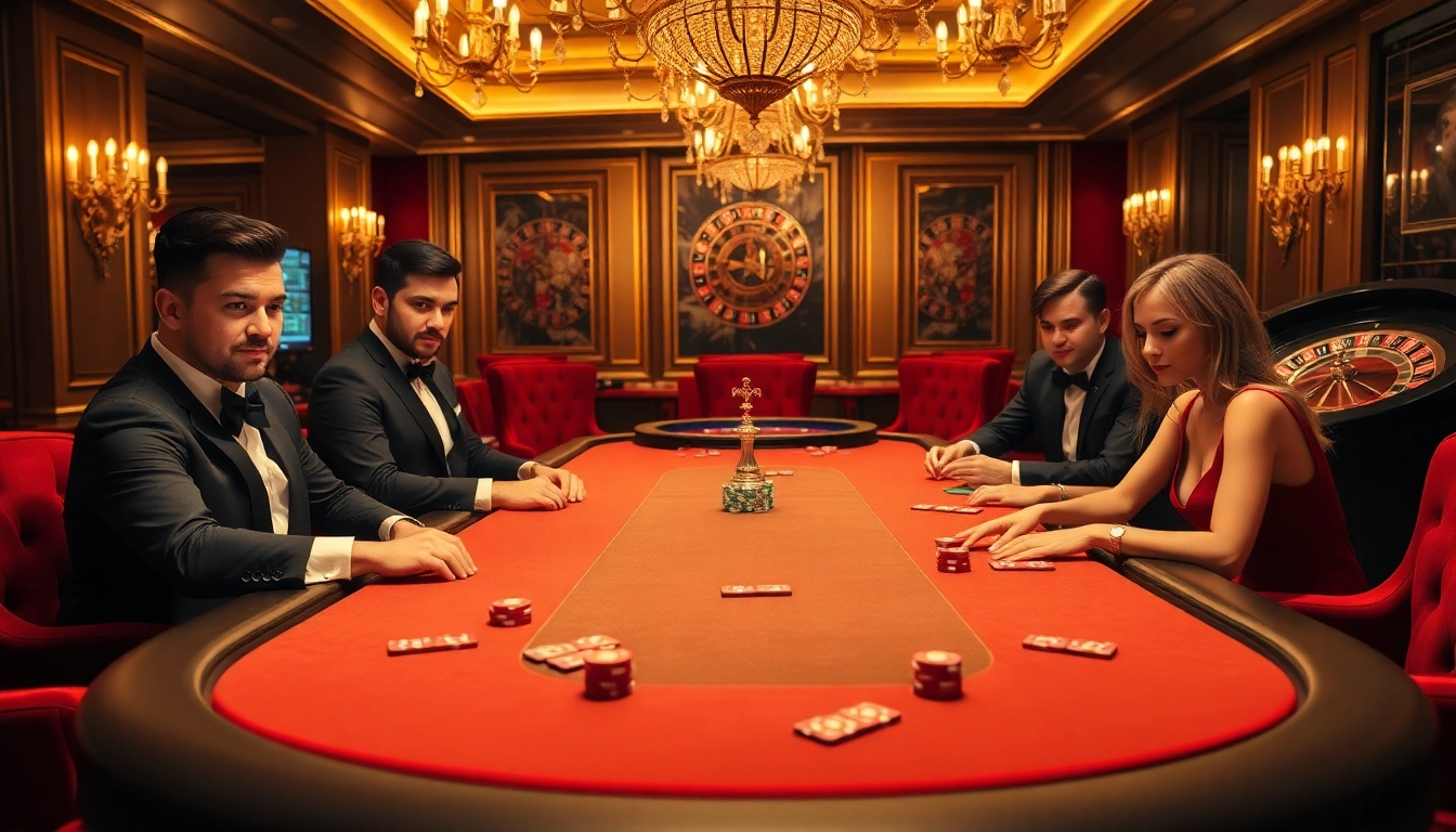 High-stakes poker action at https://mubet.me/ with luxurious ambiance and focused players