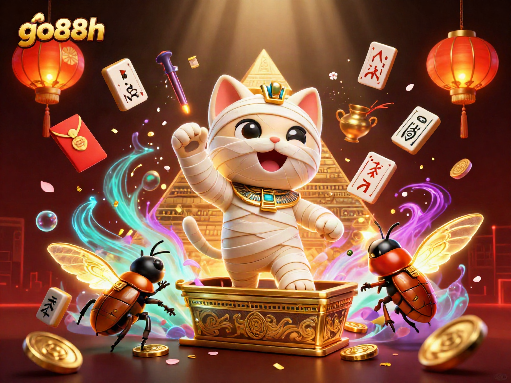 Engage with go88h's thrilling gaming adventure featuring a vibrant Egyptian-themed casino scene.