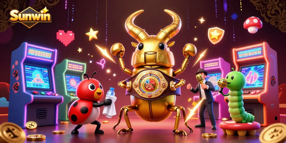 Sunwin offers exciting gaming experiences, featuring vibrant casino illustrations and dynamic action elements.
