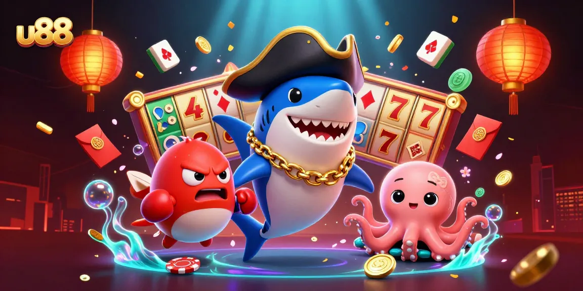 Engage with u88’s exciting gaming experience featuring vibrant cartoon characters, slot reels, and plenty of gold!