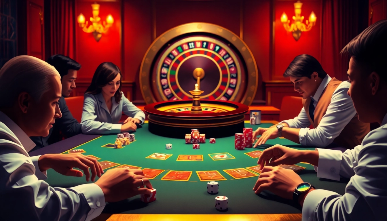 Experience the thrill of gaming at https://rr88c.pro/ with vibrant casino scenes featuring engaged players and colorful gameplay elements.