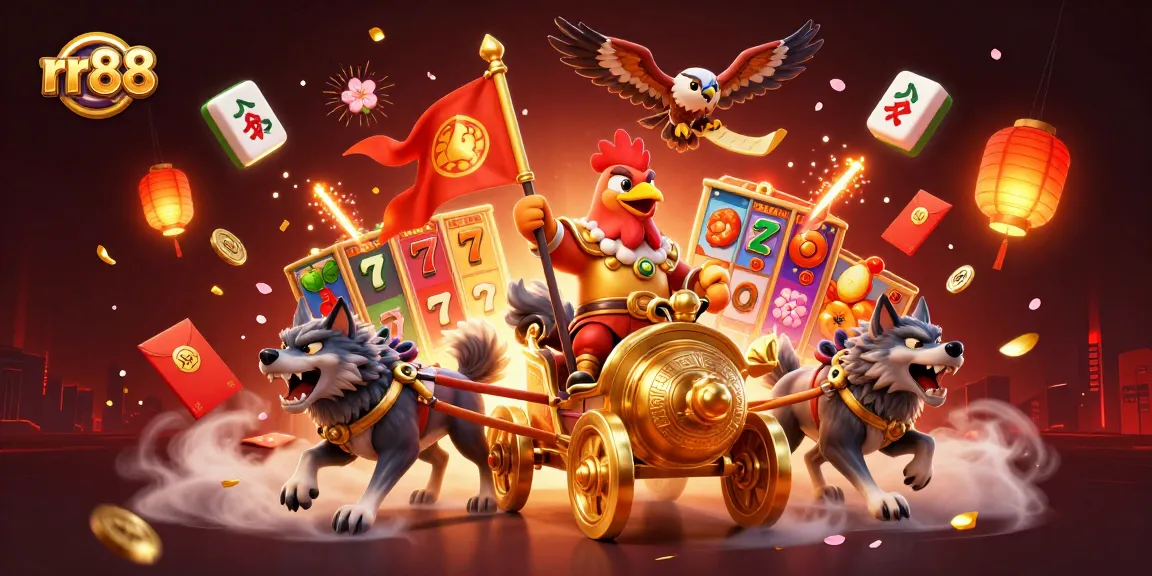 Experience the action at rr88 casino with dynamic slot reels and festive elements.
