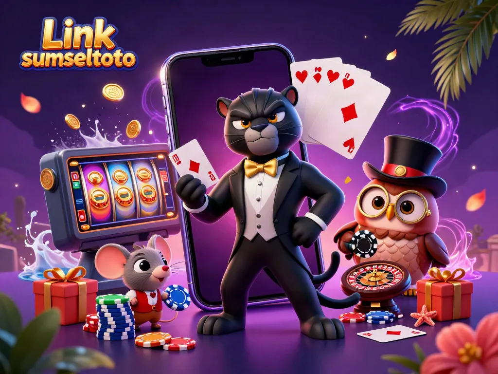 Experience thrilling gameplay with Link sumseltoto featuring a panther dealer and playful characters.