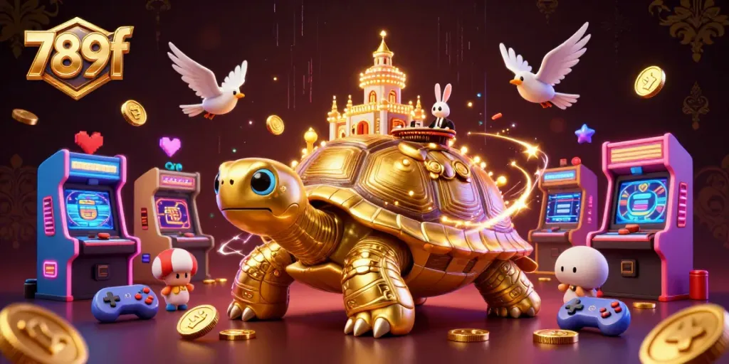 Play exciting games and win big with 789f at this animated casino world filled with action and gold coins.