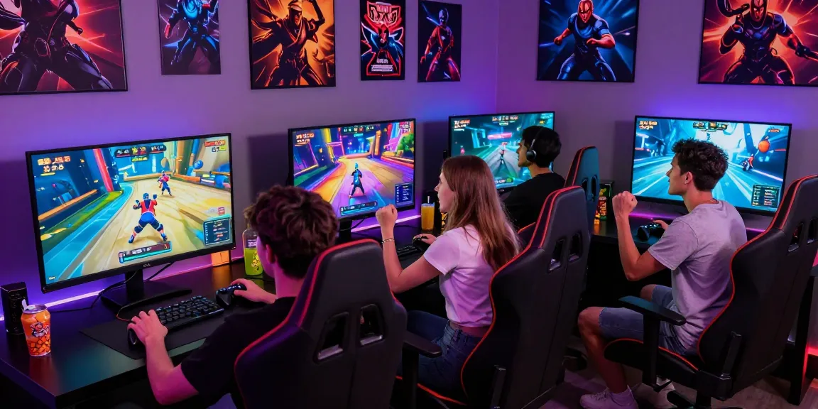 Playing an engaging xxx game with friends in a colorful gaming setup.