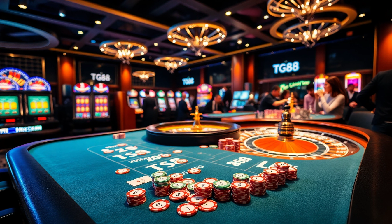 Experience the thrill of TG88 at a lively casino table surrounded by engaging games.