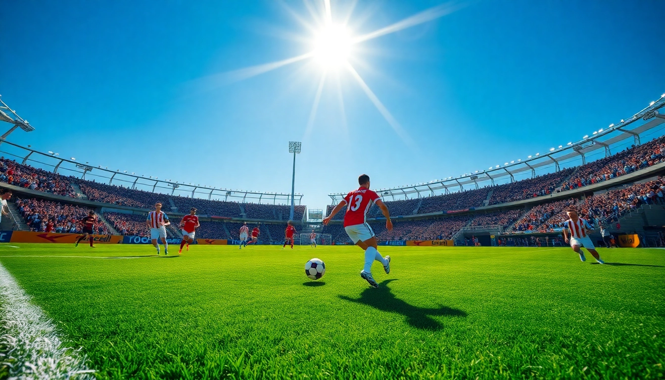 Socolive live soccer streaming scene with energetic players and vibrant fans.