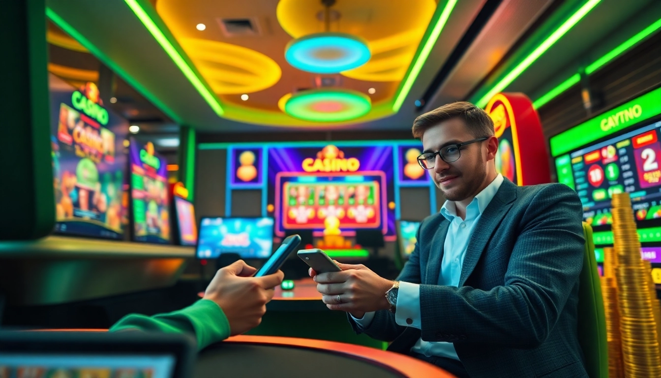 סצנה מרתקת של Stake Casino עם שחקנים שחווים את ההתרגשות של משחקים מקוינים.