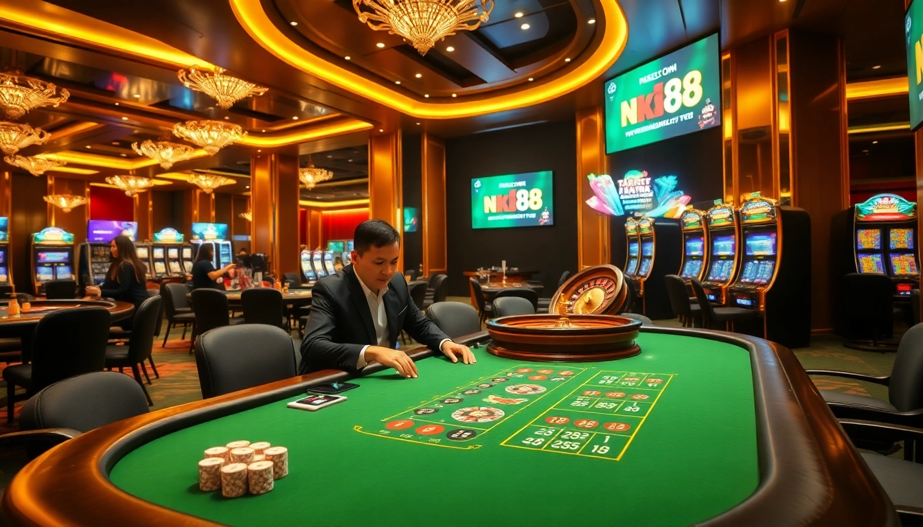 Experience the excitement of gambling at trang chủ nk88 with vibrant casino elements.