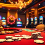 Experience the thrill of sv66 gaming with vibrant poker chips and a roulette table