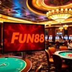 Experience the thrill of online gaming with Fun88 link at a vibrant casino setup.