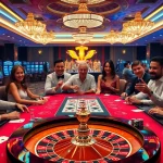 TG88 gaming table in a luxurious casino, showcasing vibrant poker chips and an inviting atmosphere.