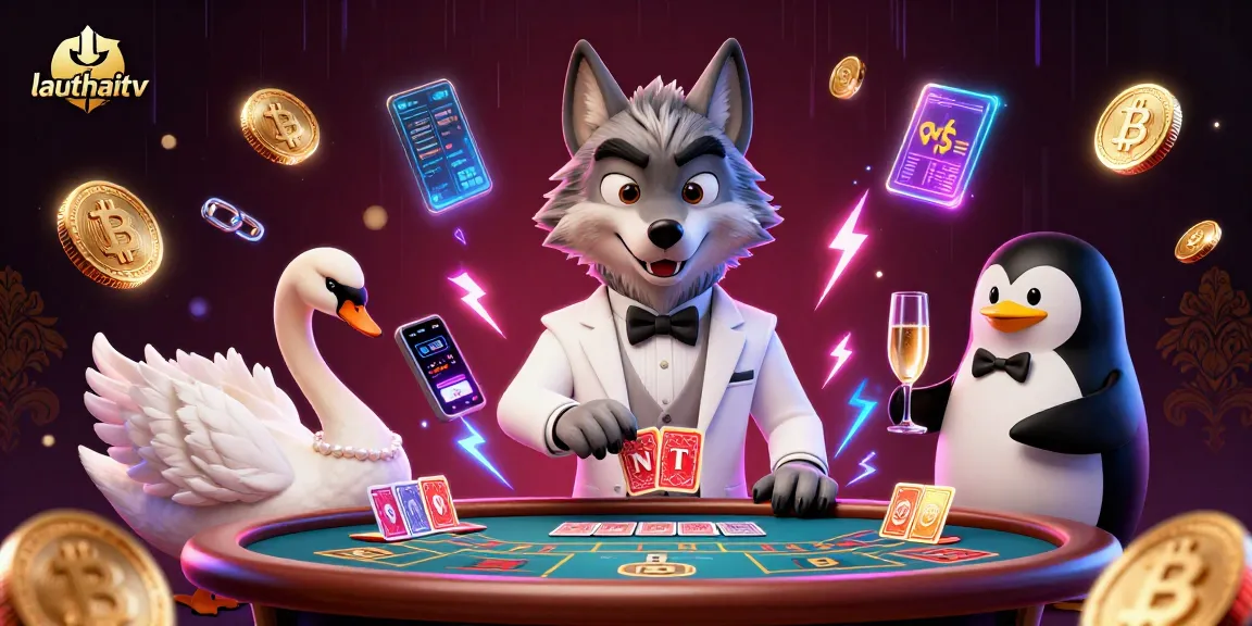 Experience lauthaitv's elegant gaming scene with vibrant characters and dynamic casino elements.