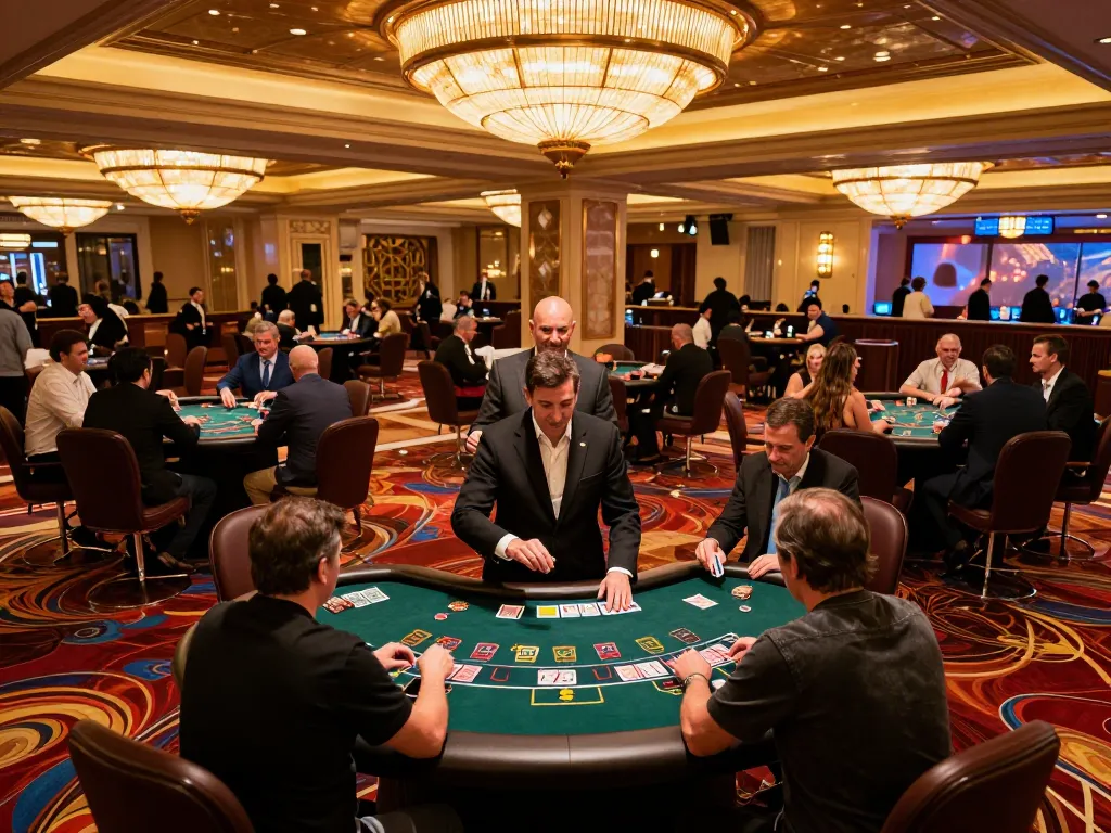 Players strategizing at cm88 casino blackjack tables, celebrating wins in a vibrant atmosphere.