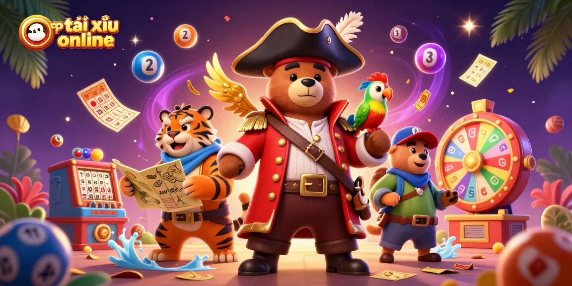 Experience the thrill of app tài xỉu online with vibrant characters and dynamic gaming elements in an engaging illustration.