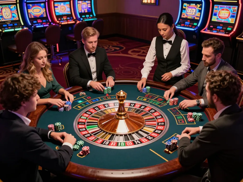 Players enjoy thrilling roulette action at 88คลับ casino, chips and excitement abound.